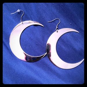 Killstar Silver Crescent Moon Earrings